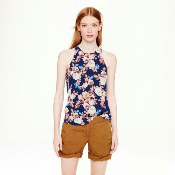J. Crew Silk Racer Tank Top Antique Floral - Picture 1 of 12